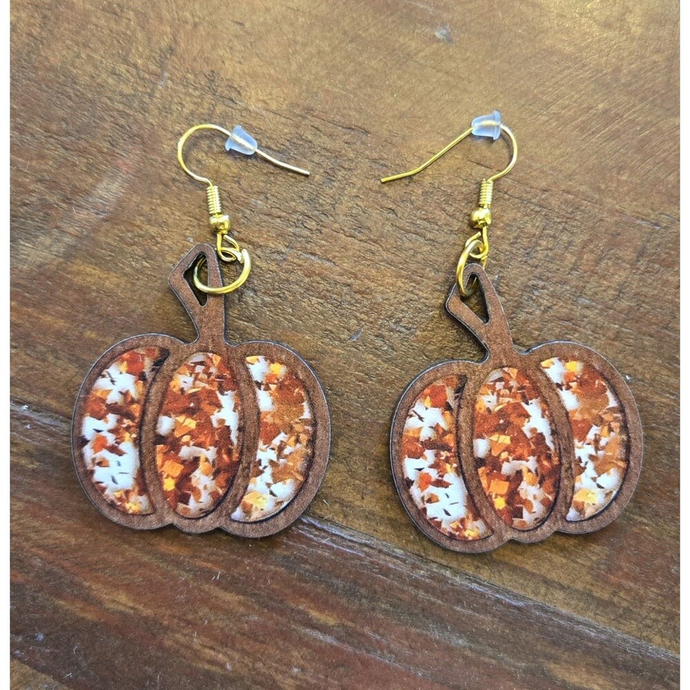 Cute Pumpkin Wooden Dangle Earrings Lightweight Cute Drop Earrings Fall Autumn